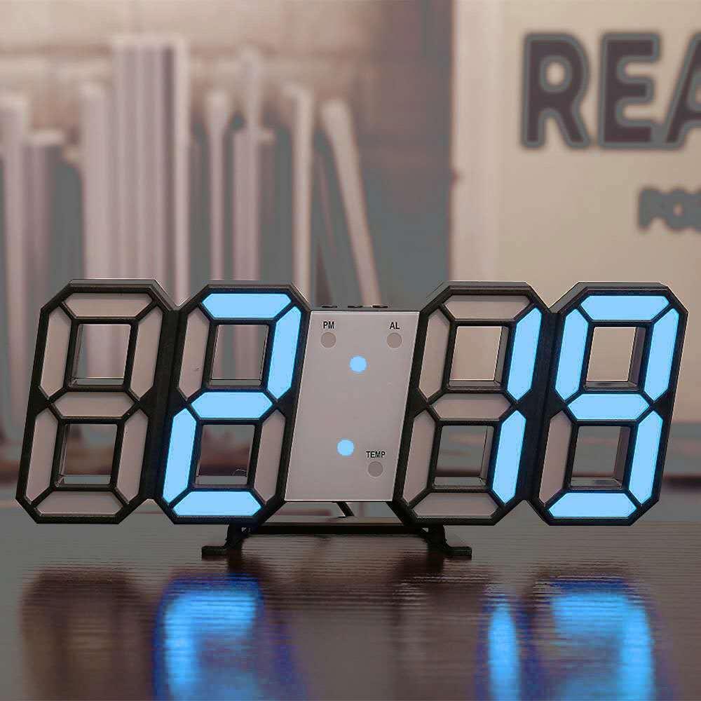 Đồng Hồ Điện Tử LED 3D Để Bàn, Treo Tường Có Chức Năng Báo Thức Đo Nhiệt Độ
