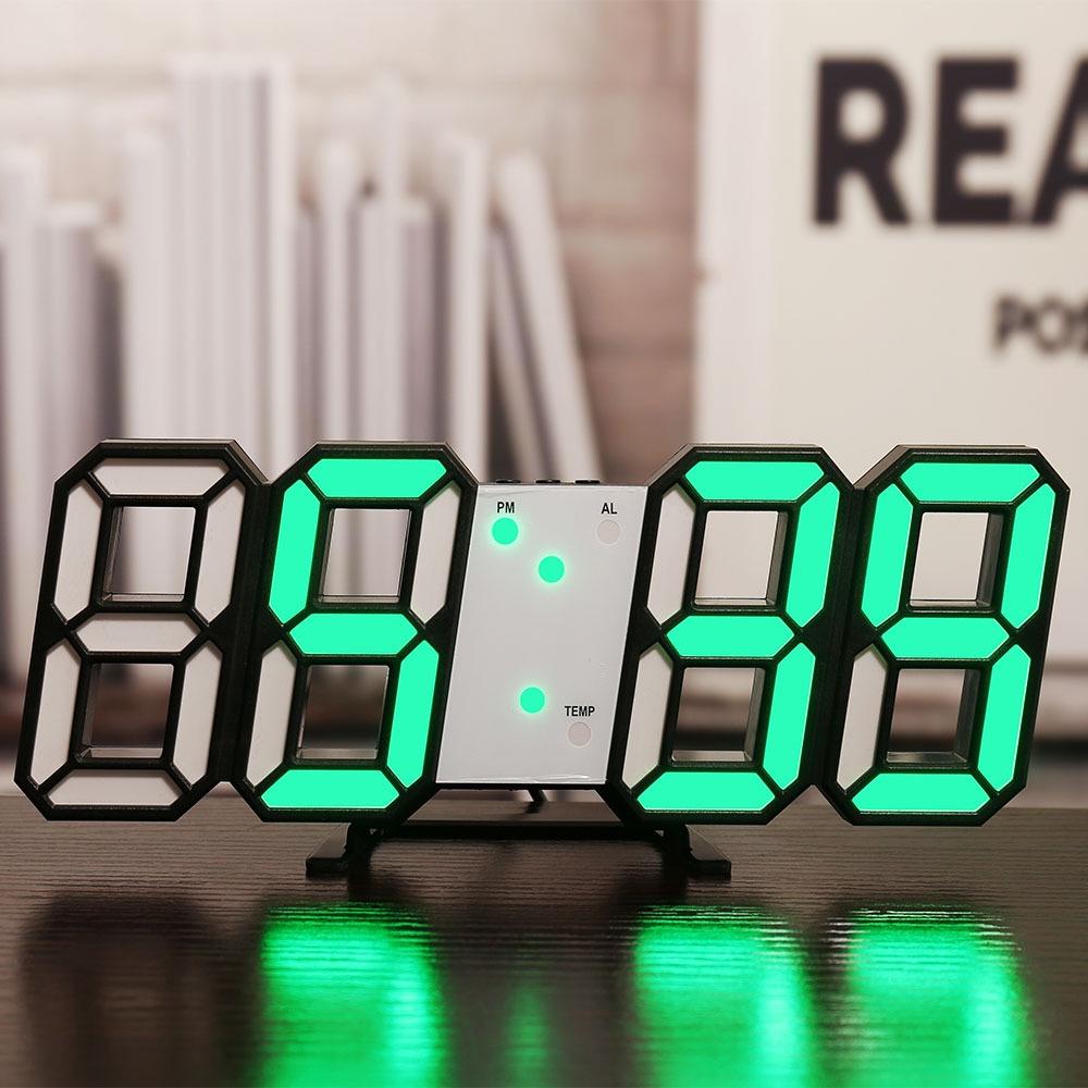 Đồng Hồ Điện Tử LED 3D Để Bàn, Treo Tường Có Chức Năng Báo Thức Đo Nhiệt Độ