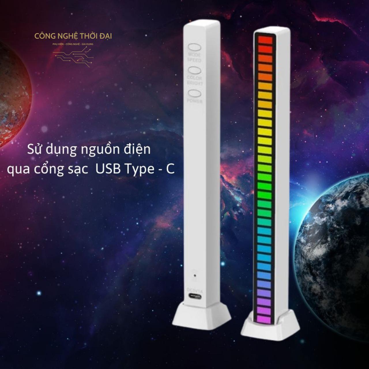 Thanh Đèn LED RGB Cảm Biến Âm Thanh Tự Nhấp Nháy Theo Nhạc