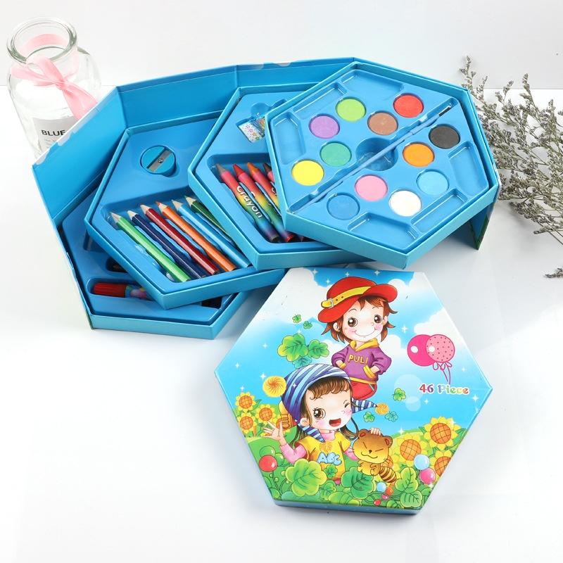 Hộp Bút Chì Màu 4 Tầng Xoay Có 46 Màu Cho Bé Tập Vẽ Thoả Sức Sáng Tạo