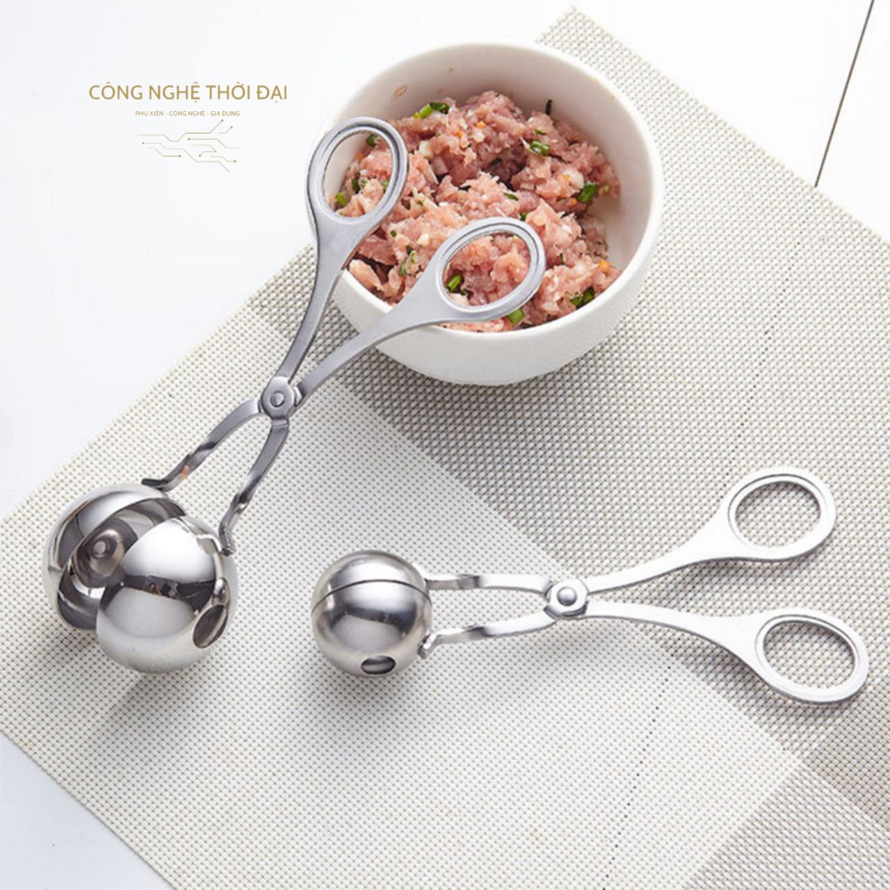 Muỗng Kẹp Thịt Viên, Chả Cá, Cơm Nắm Bằng Inox Khuôn Tròn Chống Dính