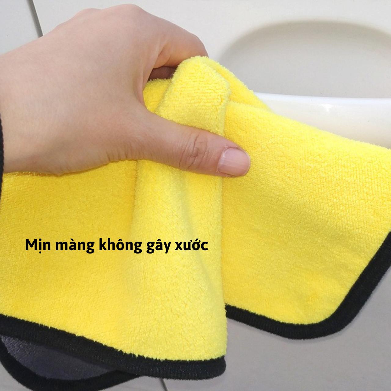 [ Loại Dày ] Khăn Lau Xe 3M Sợi Microfiber Mềm Mịn Chuyên Dụng Dùng Cho Xe Ô Tô, Xe Máy 2 Mặt Thấm Hút