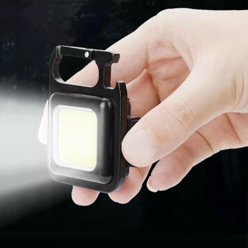 Đèn Pin Led Mini Siêu Sáng COB Có Móc Khóa Dùng Mở Nắp Chai Chế Độ Nhấp Nháy Có Sạc Usb