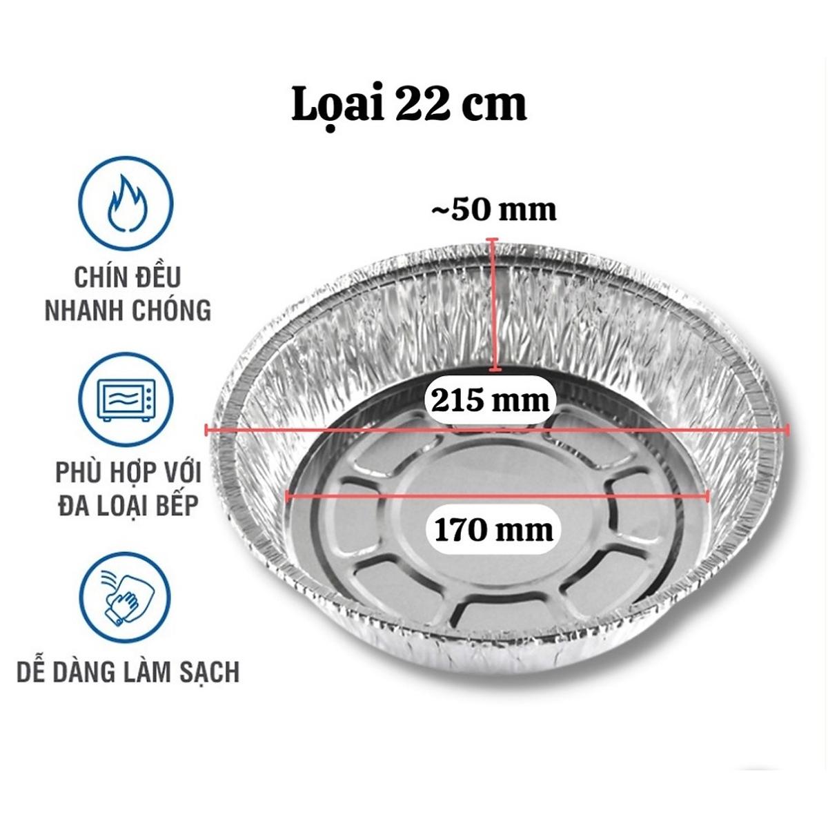 Combo 10 Khay Giấy Bạc Lót Nồi Chiên Đường Kính 22cm