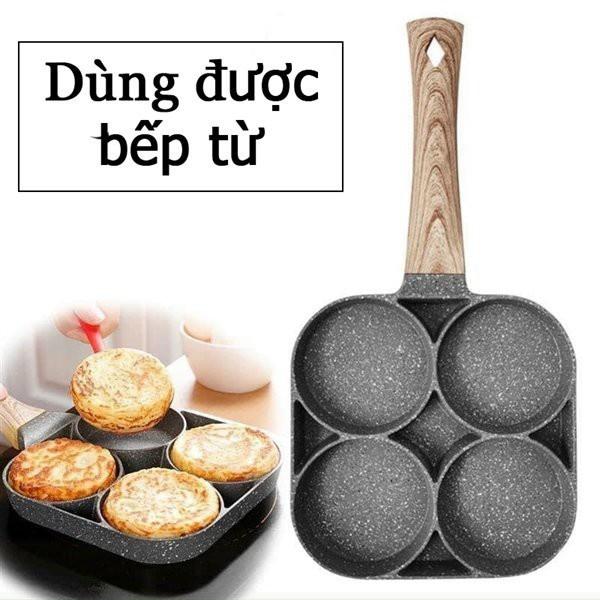 Chảo Chiên Trứng Vân Đá 4 Ngăn Chống Dính Dùng Được Bếp Từ