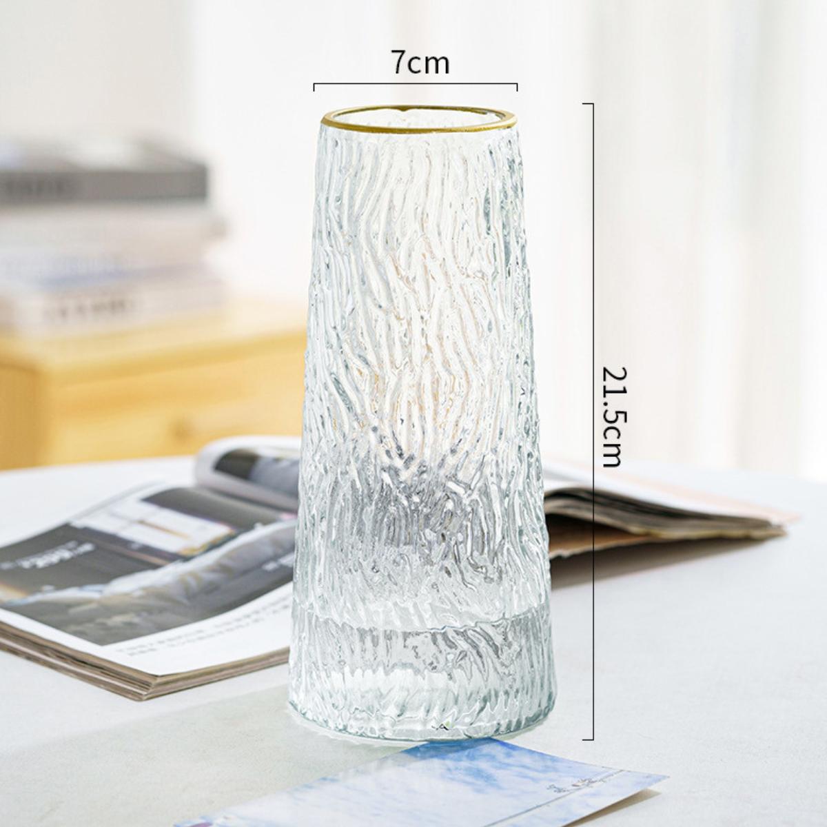 Bình Bông Lọ Cắm Hoa Thuỷ Tinh Viền Vàng Sang Trọng Trang Trí Để Bàn