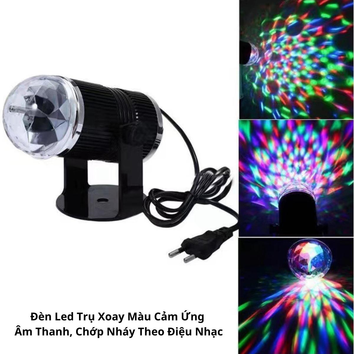Đèn Led Trụ Xoay Màu Cảm Ứng Âm Thanh Chớp Nháy Theo Điệu Nhạc Có Thể Điều Chỉnh Được Góc Chiếu Trang Trí Nhà, Karaoke, Vũ Trường