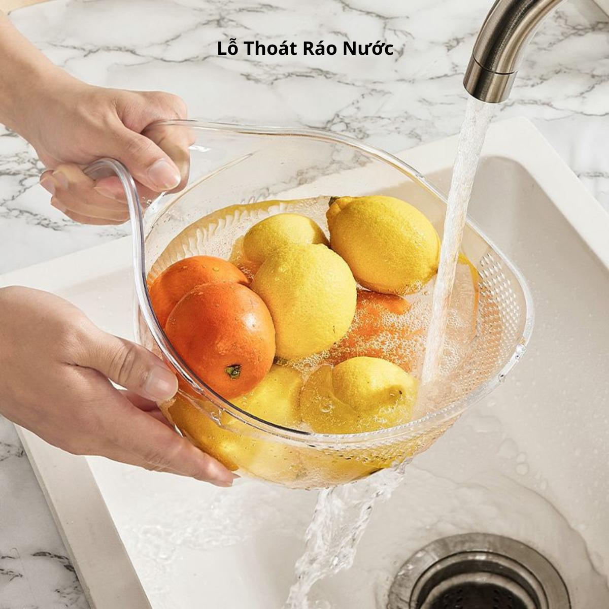 Rổ Vo Gạo, Rửa Trái Cây, Rau Củ Quả Nhà Bếp Có Lỗ Thoát Nước Và Tay Cầm