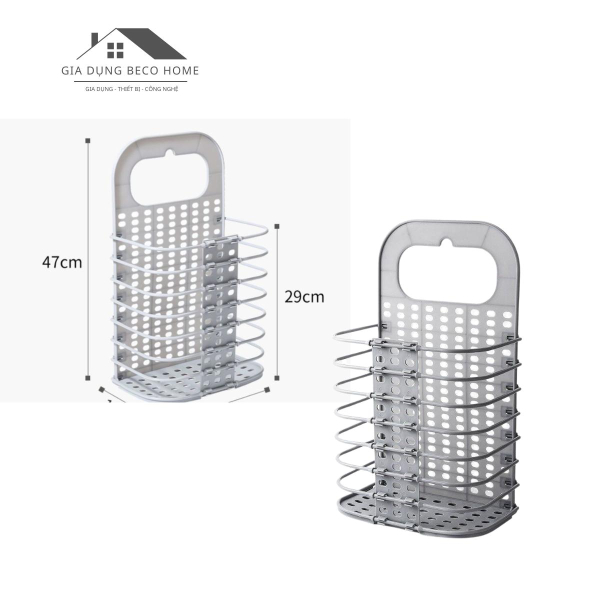Giỏ Treo Đồ Quần Áo Gấp Gọn Kích Thước 28 x 47 x 17 cm Có Móc Dán Treo Tường