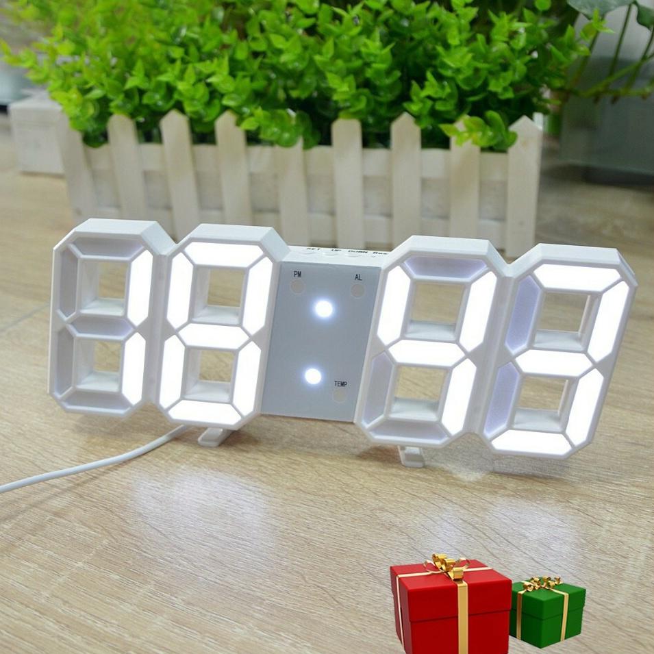 Đồng Hồ Điện Tử LED 3D Để Bàn, Treo Tường Có Chức Năng Báo Thức Đo Nhiệt Độ