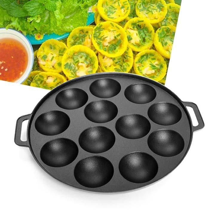 Khuôn đổ bánh khọt bánh căn 12 lỗ chống dính kèm nắp đậy