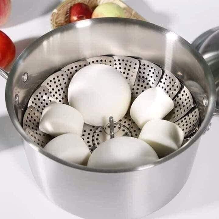 Rổ hấp inox gấp gọn có lỗ ráo nước