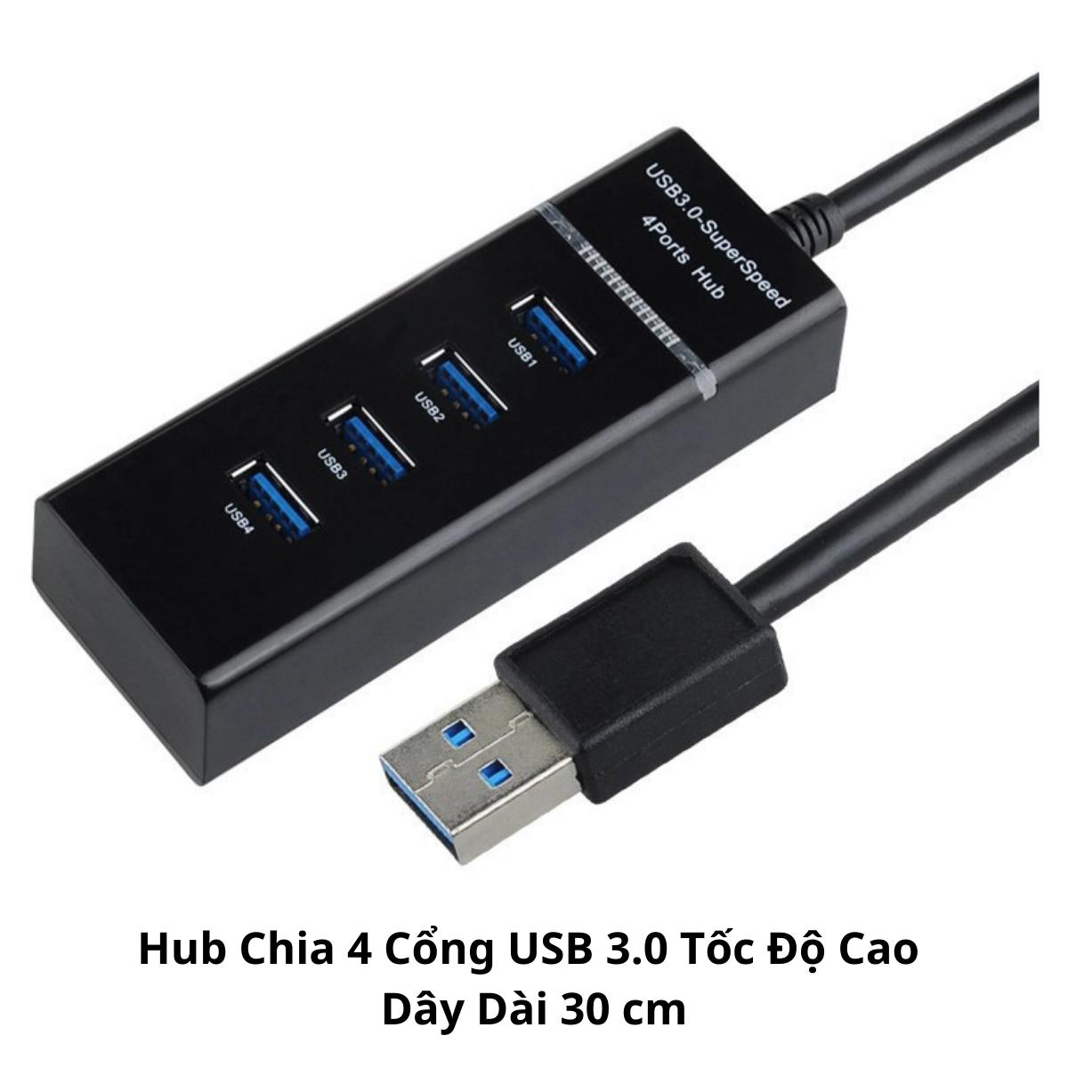 Hub Chia 4 Cổng USB 3.0 Tốc Độ Cao Dây Dài 30 cm