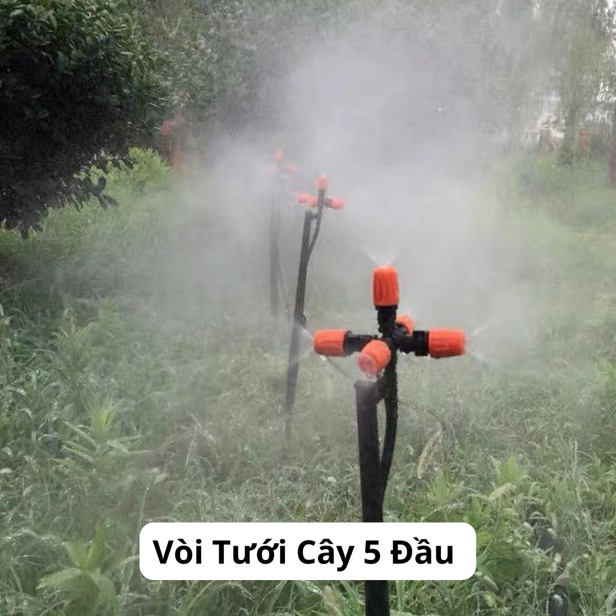 Vòi Tưới Cây 5 Đầu Gắn Trực Tiếp Kích Thước Phi 21