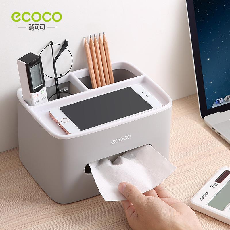 Hộp Đựng Giấy Ăn - Hộp Đựng Khăn Giấy Ecoco Có Ngăn Để Đồ, Trang Trí Nhà