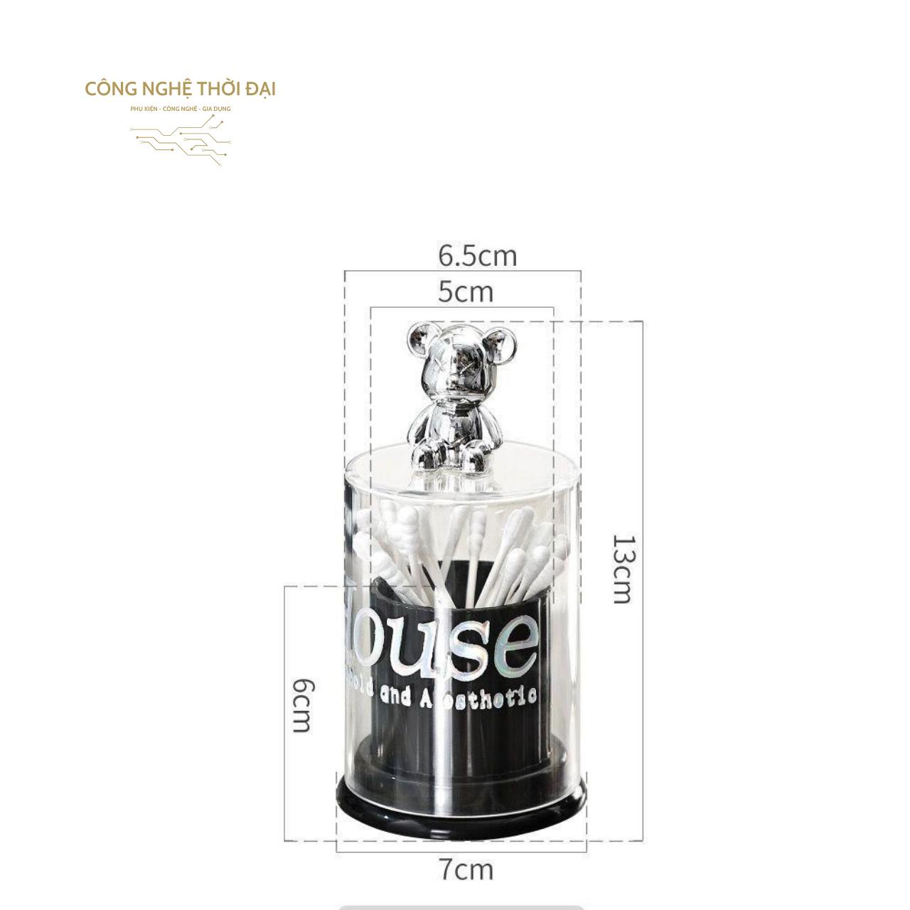 Hộp Đựng Tăm Bông, Tăm Xỉa Răng Hình Gấu Decor Siêu Xinh