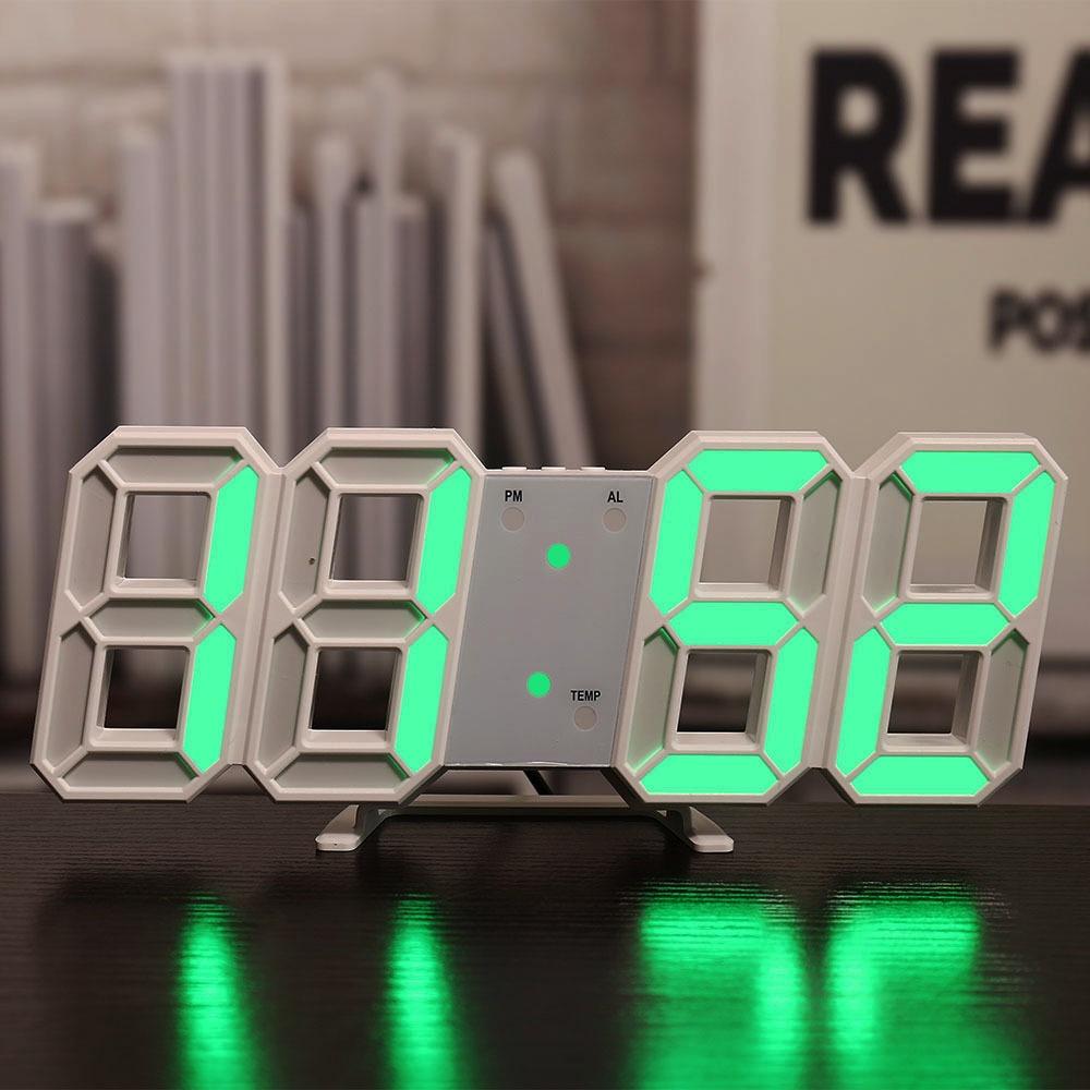 Đồng Hồ Điện Tử LED 3D Để Bàn, Treo Tường Có Chức Năng Báo Thức Đo Nhiệt Độ