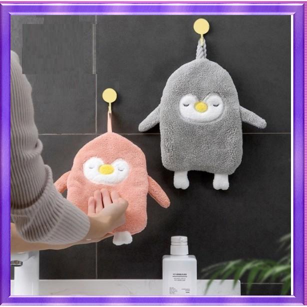 Khăn Lau Tay Nhà Bếp Phòng Tắm Hình Chim Cánh Cụt Dễ Thương ,Mềm ,Thấm Hút Tốt