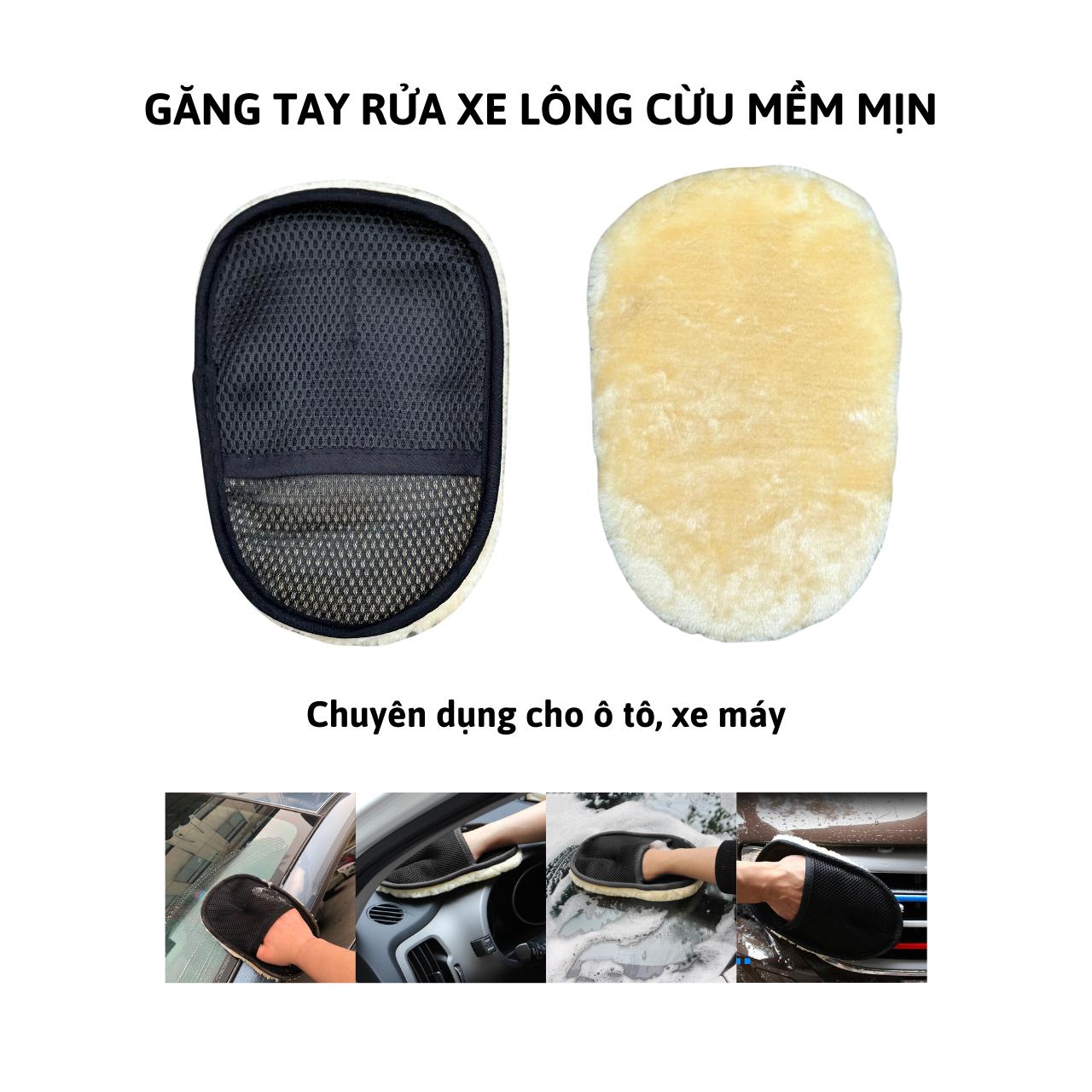Găng Tay Rửa Xe Lông Cừu Mềm Mịn Không Gây Trầy Xước Chuyên Dụng Cho Xe Ô Tô, Xe Máy