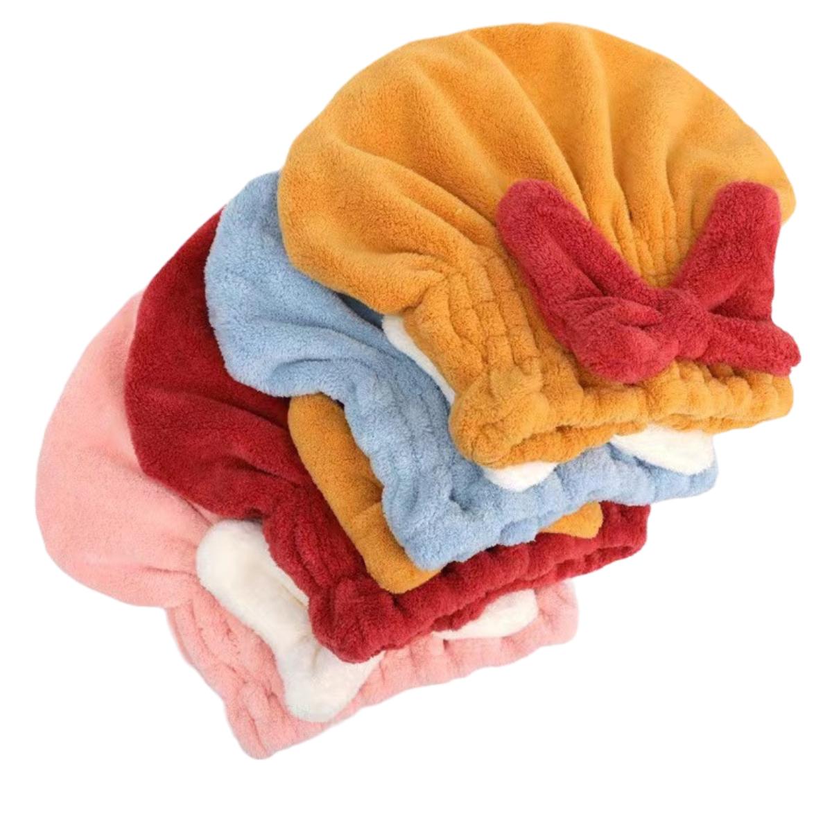 Mũ Tắm Ủ Tóc, Quấn Đầu Vải Cotton Nhanh Khô Có Nơ Mềm Mịn Siêu Thấm Nước