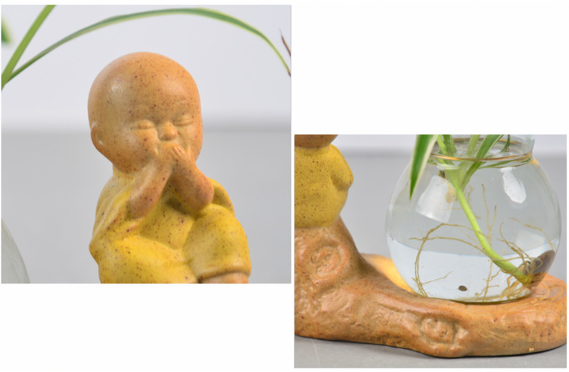 Bộ 4 tượng chú tiểu kèm lọ hoa