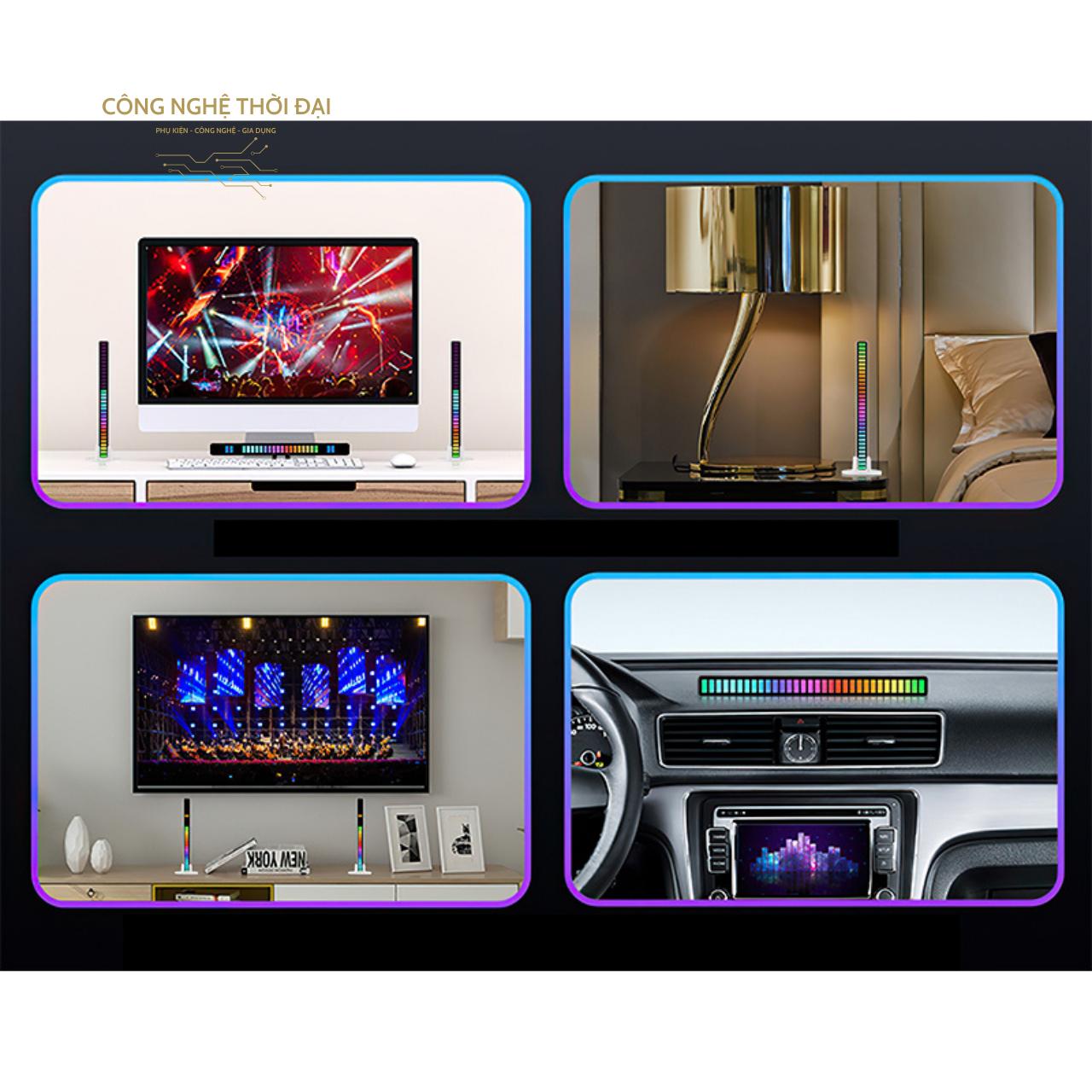 Thanh Đèn LED RGB Cảm Biến Âm Thanh Tự Nhấp Nháy Theo Nhạc