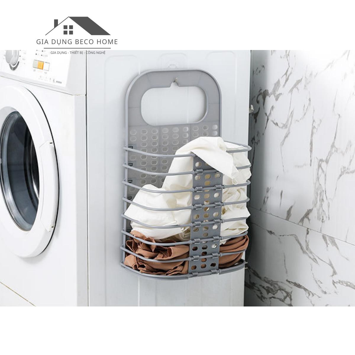 Giỏ Treo Đồ Quần Áo Gấp Gọn Kích Thước 28 x 47 x 17 cm Có Móc Dán Treo Tường
