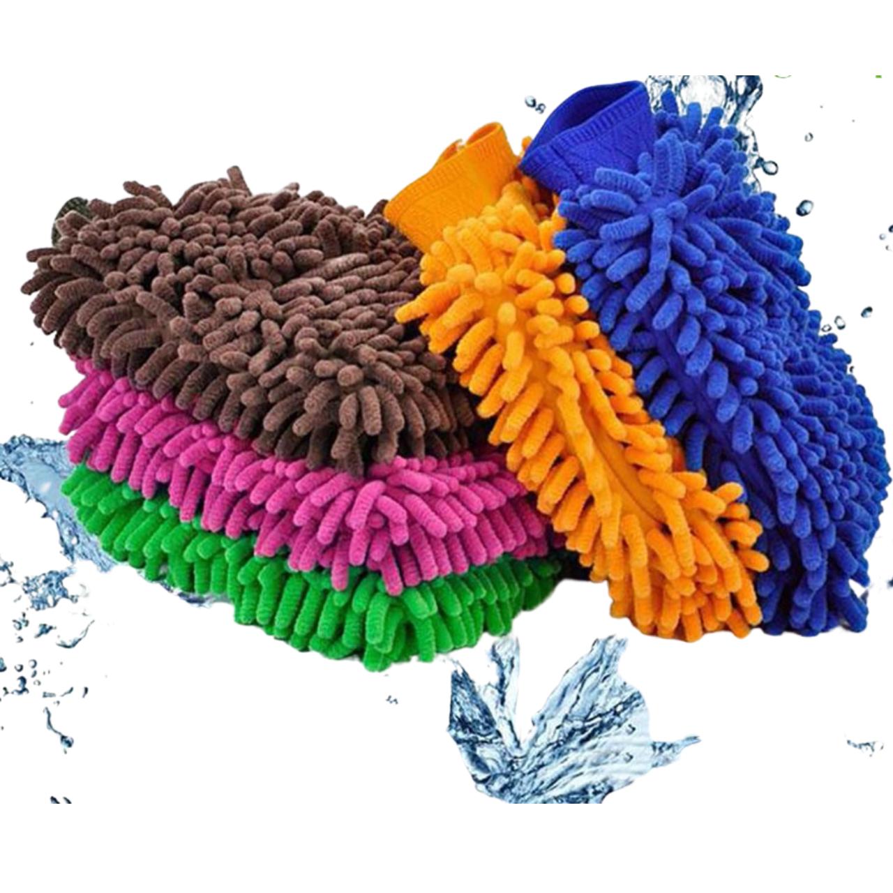 Găng Tay Rửa Xe San Hô 2 Mặt Mềm Mịn Sợi Microfiber Chuyên Dụng Cho Ô Tô, Xe Máy