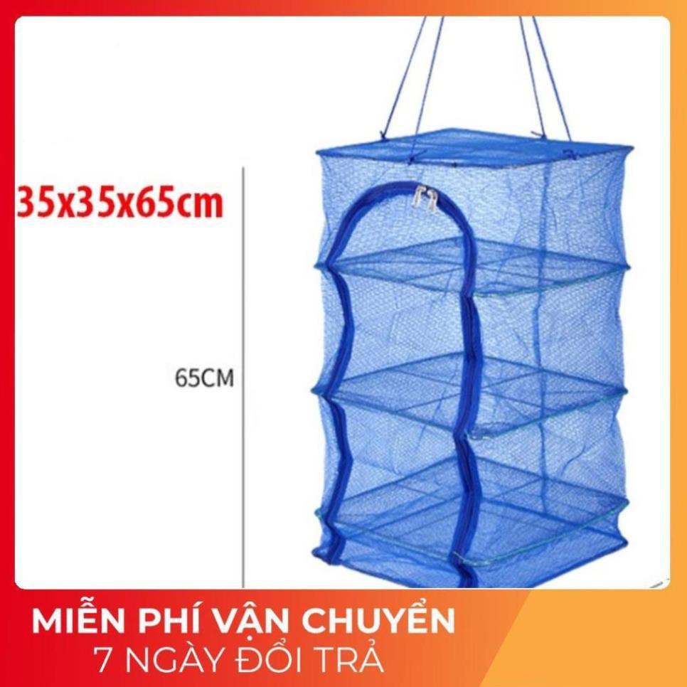 Lồng lưới phơi khô thực phẩm phơi cá chống côn trùng treo 4 tầng để phơi cá khô có thể xếp gọn