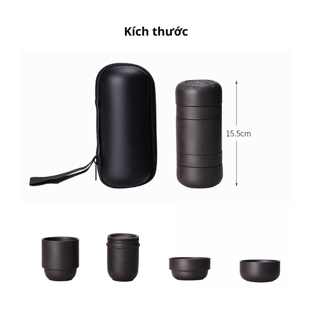 Bộ Bình Trà 4 Tách Chất Liệu Gốm Sứ Kèm Túi Du Lịch Nhỏ Gọn Dễ Dàng Mang Theo Mọi Nơi