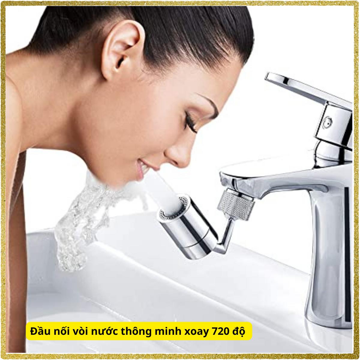Đầu nối vòi nước thông minh xoay 720 độ - Vòi nước lắp chậu rửa bát chén lavabo với 2 chế độ nước chảy