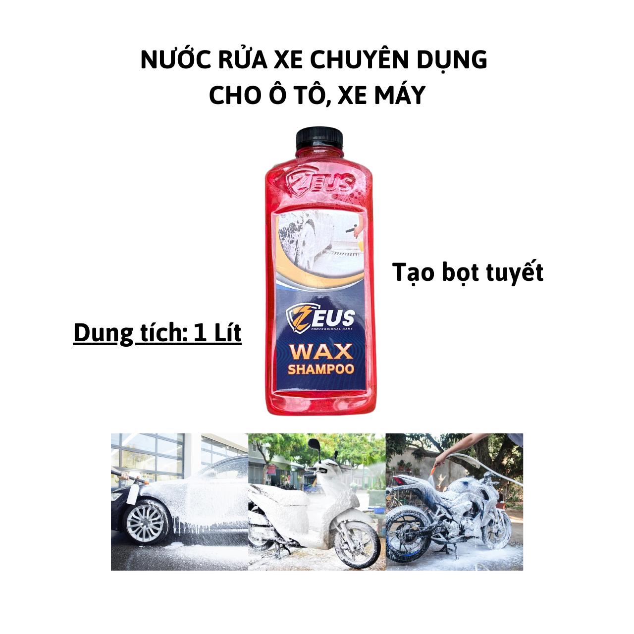 Nước Xà Bông Rửa Xe Bọt Tuyết Zeus Wax Shampoo 1 Lít Dùng Cho Mọi Loại Xe Máy, Ô Tô