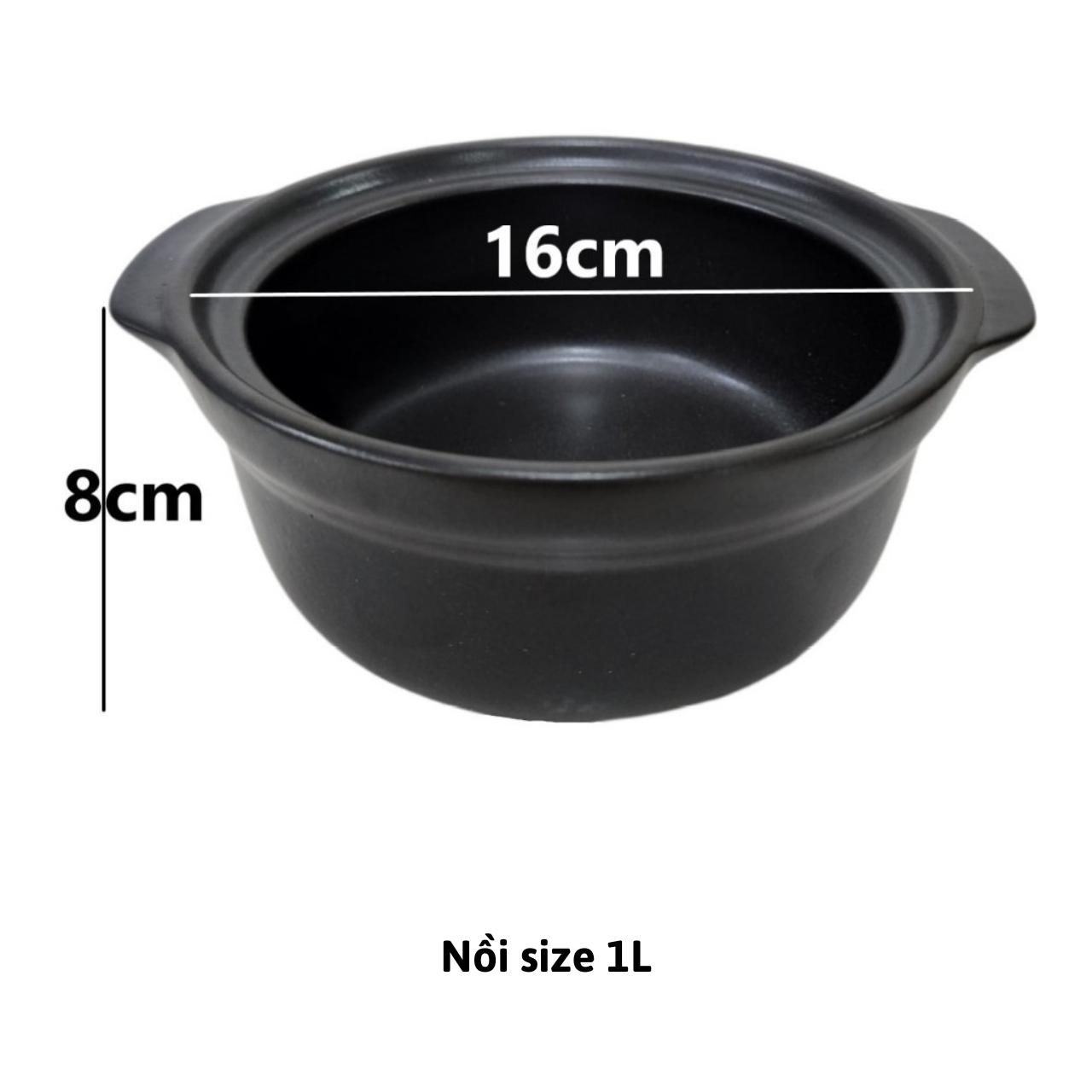 Nồi Đất Có Nắp Kính Dùng Kho Cá, Thịt, Nấu Mì Cay Size 1 L, 2 L