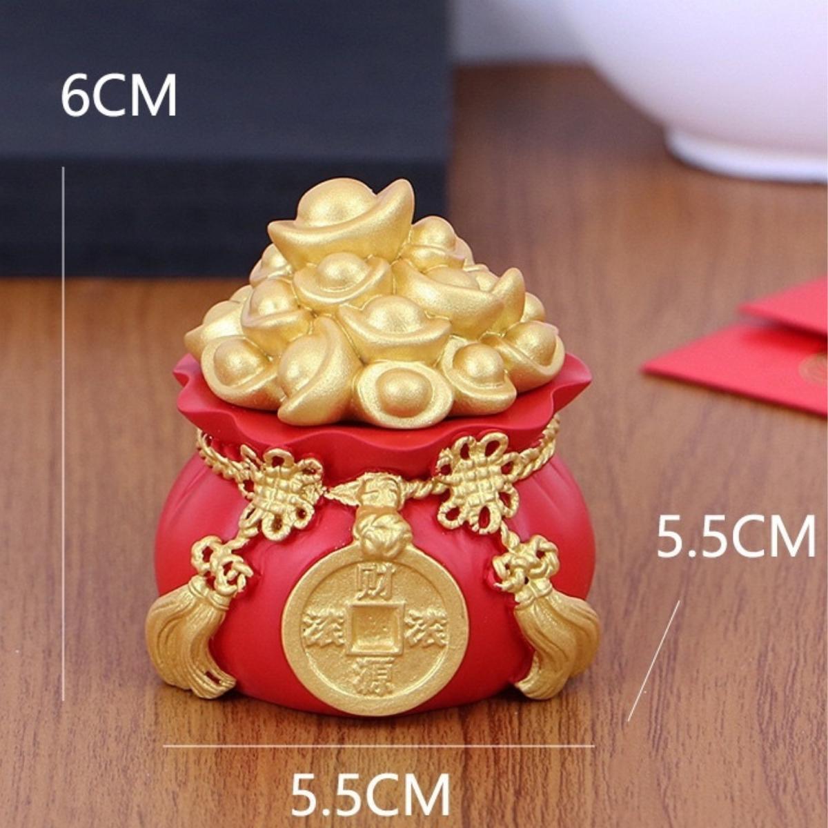 Hũ Đựng Muối Gạo Tài Lộc Đầu Năm Mới, Túi Thần Tài May Mắn Trang Trí Ban Thờ, Bàn Làm Việc Kích thước: 5.5*6*5.5cm