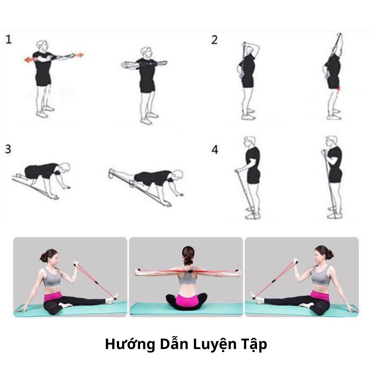 Dây Kéo Tập Gym Đàn Hồi Tập Tay Vai Kháng Lực Hình Số 8 Dành Cho Nam Nữ