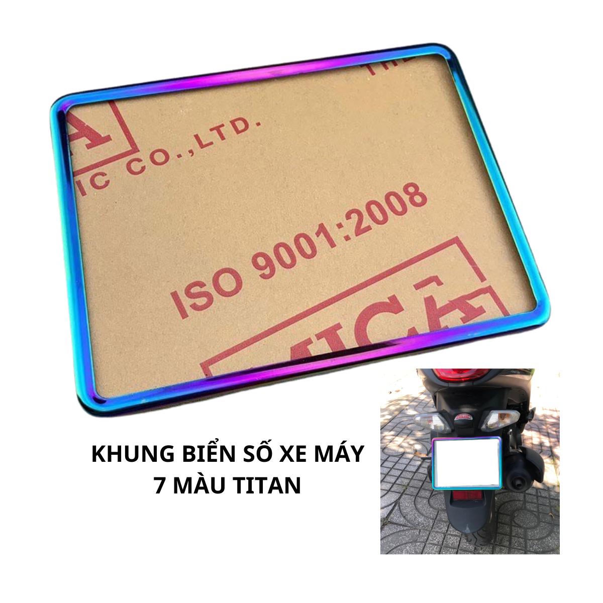 Khung Biển Số Xe Máy 7 Màu Titan Trọn Bộ Mica Kèm Đai Ốc