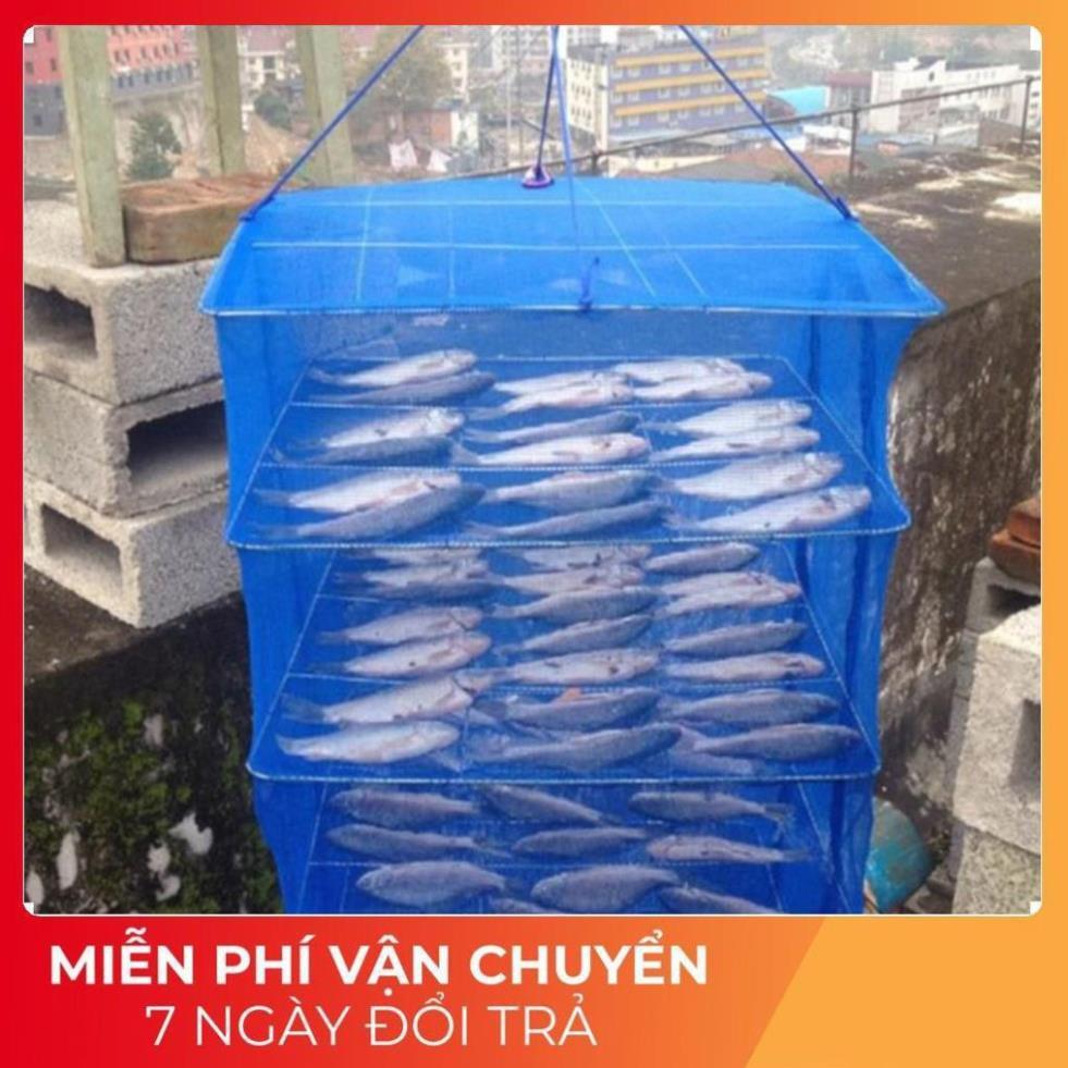Lồng lưới phơi khô thực phẩm phơi cá chống côn trùng treo 4 tầng để phơi cá khô có thể xếp gọn
