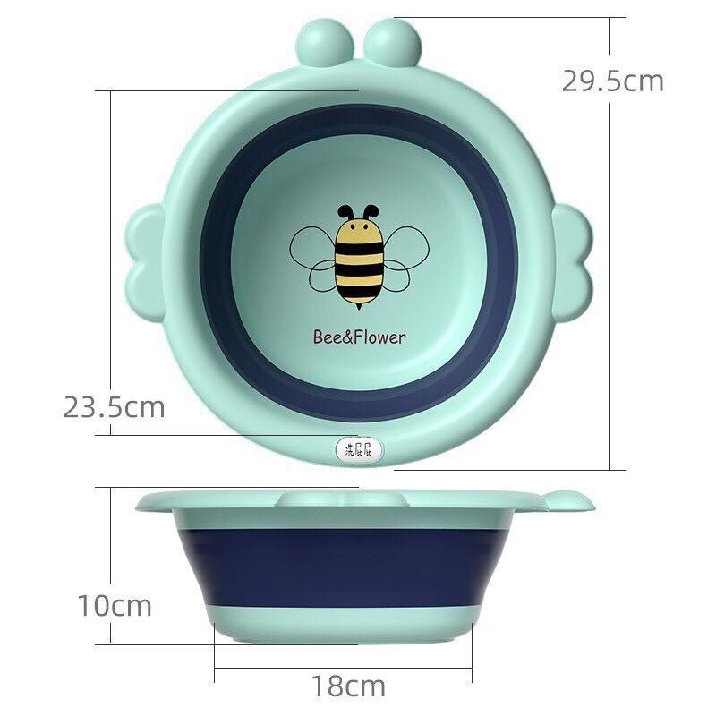 Chậu rửa mặt gấp gọn silicon an toàn hình con ong tiết kiệm không gian, thau xếp gọn tiện lợi rửa tay lau mặt cho bé ong