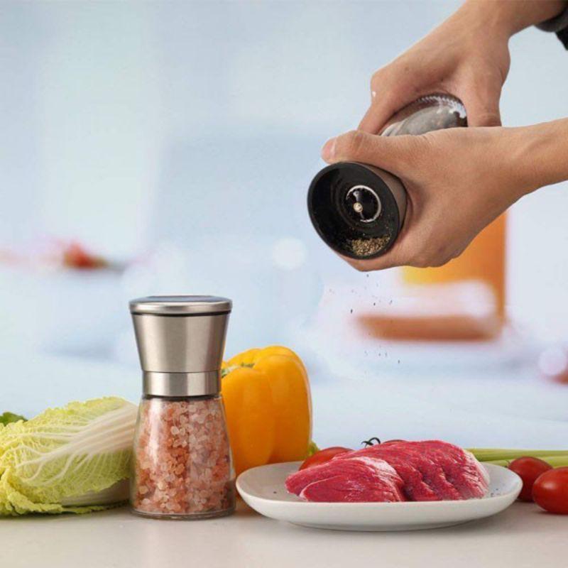 Dụng cụ xay tiêu cầm tay inox , lọ xay tiêu cầm tay, cối xay tiêu, hủ đựng tiêu