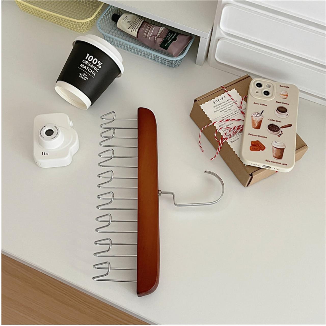 Móc Gỗ Có 8 Móc Treo Cà Vạt, Thắt Lưng, Áo Dây, Khăn Quàng