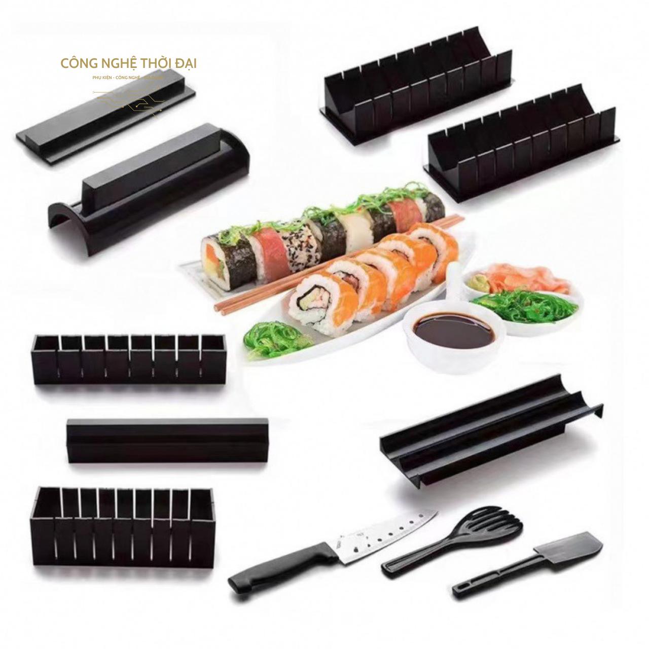 Bộ Dụng Cụ Làm Sushi 10 Món Chế Biến Món Sushi, Cơm Cuộn, Kim Bắp, Trứng Cuộn