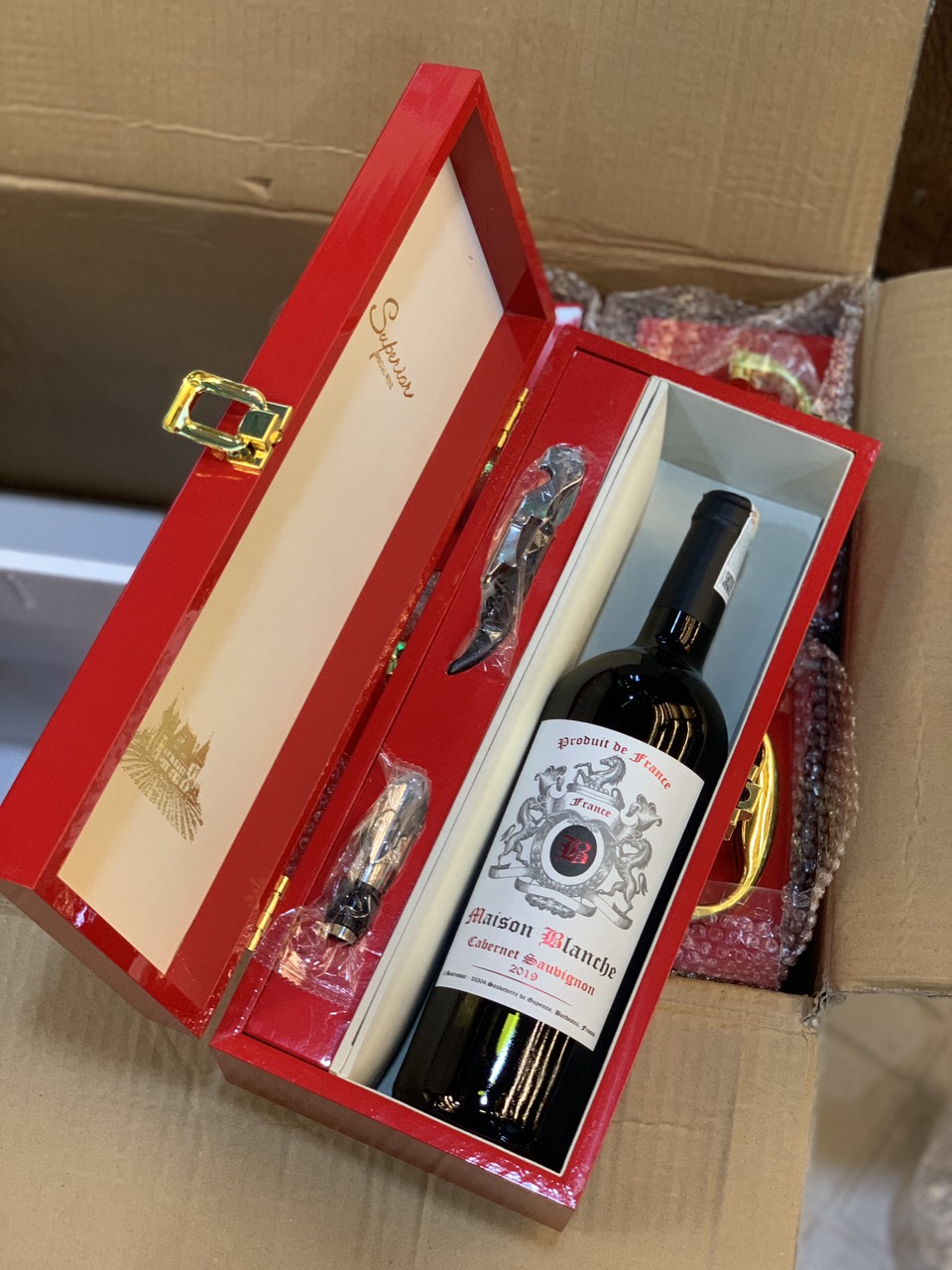 Rượu vang Maison Blanche - Hộp rượu Tết