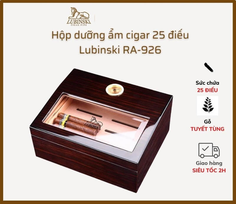 hộp dưỡng ẩm cigar mini 25 điếu