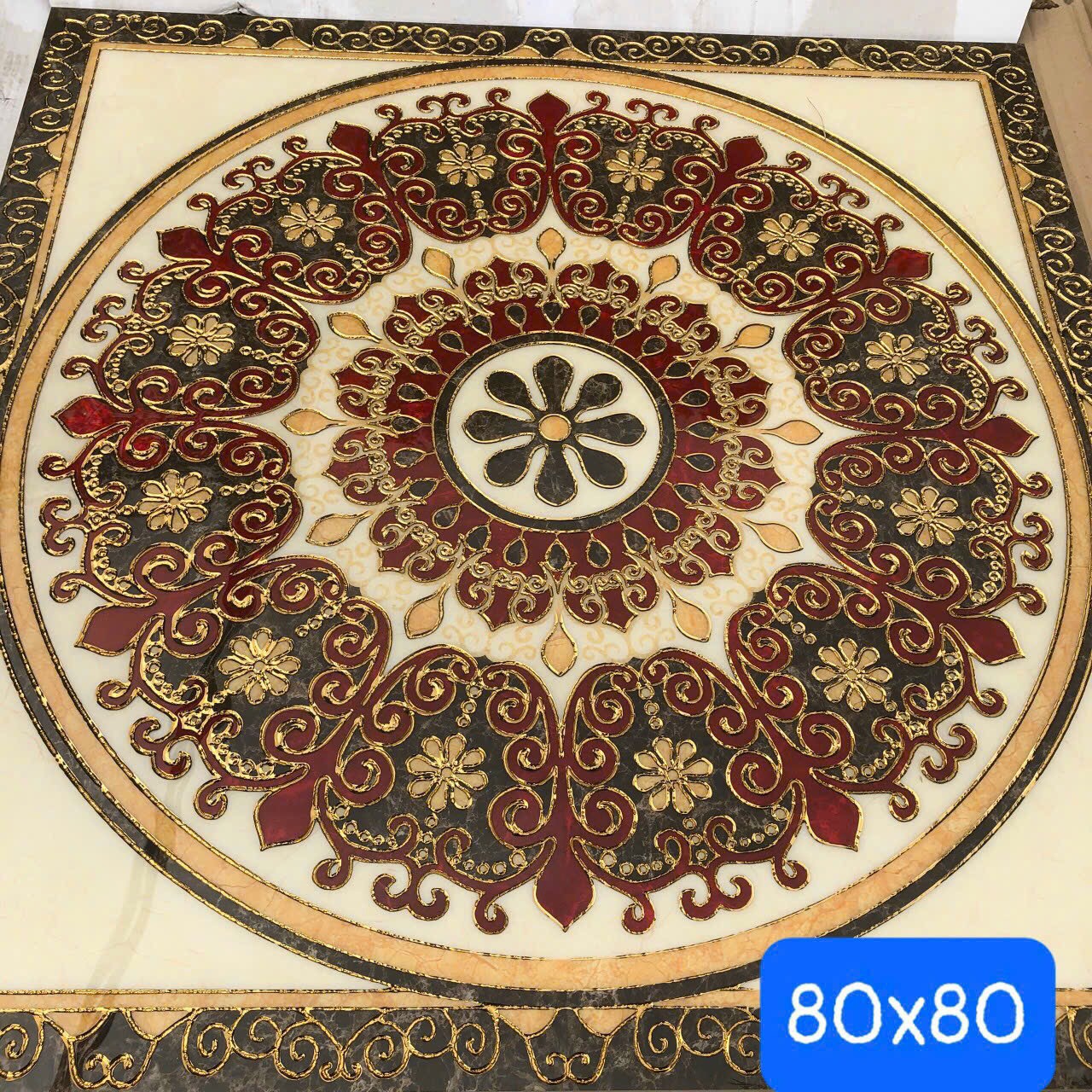 Gạch thảm chiếu nghỉ cầu thang, thang máy KT 80x80 cm HV-04 (khắc kim)