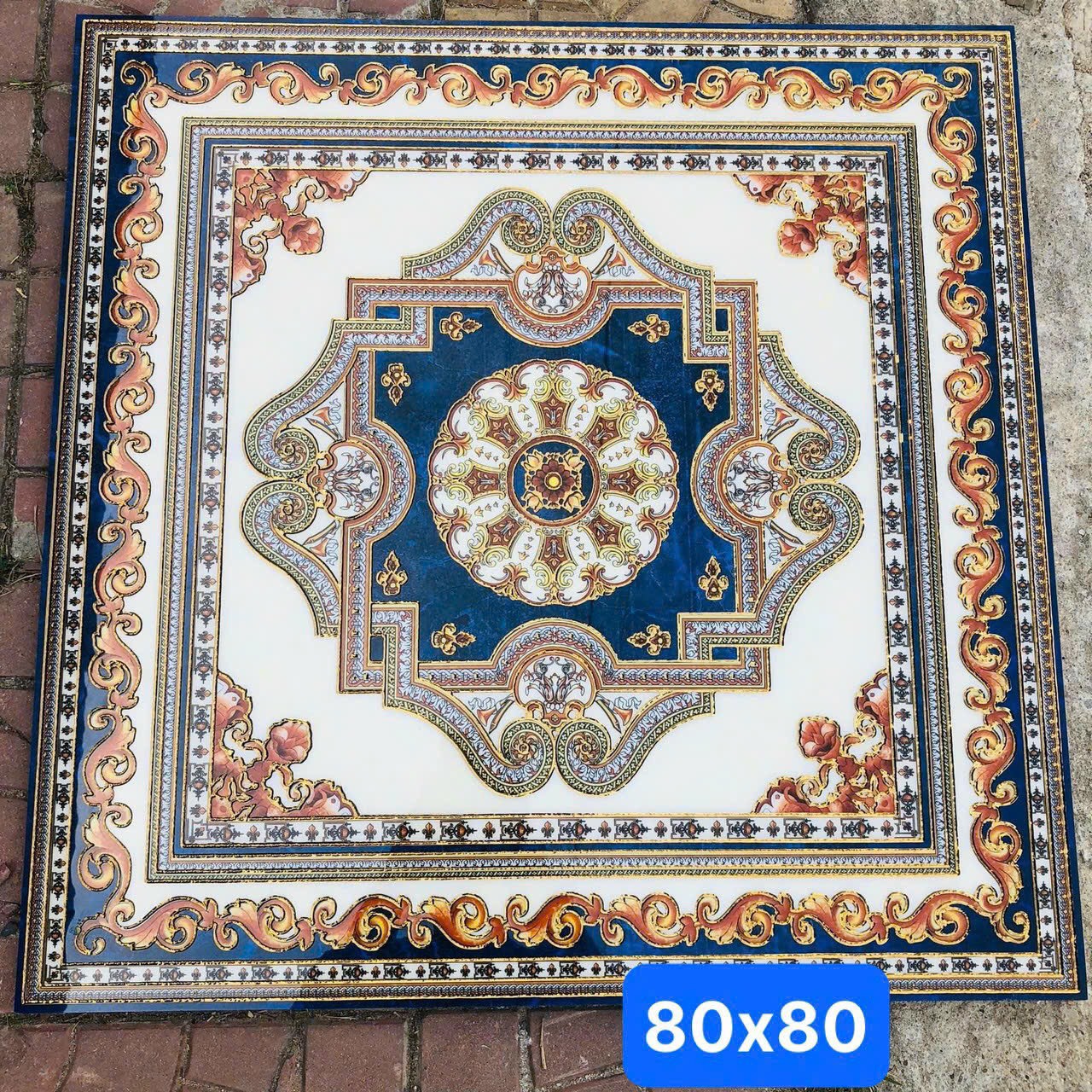 Gạch thảm chiếu nghỉ cầu thang, thang máy KT 80x80 cm HV-10 (khắc kim)