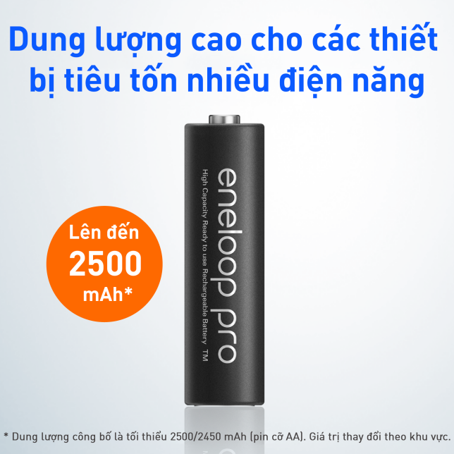 Vỉ 4 Pin Sạc Eneloop Pro AA – Dung Lượng Cao, Hiệu Suất Vượt Trội Cho Thiết Bị Công Suất Lớn