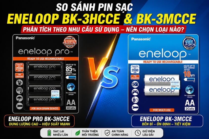 So sánh Eneloop BK-3HCCE và BK-3MCCE: Nên chọn loại nào?