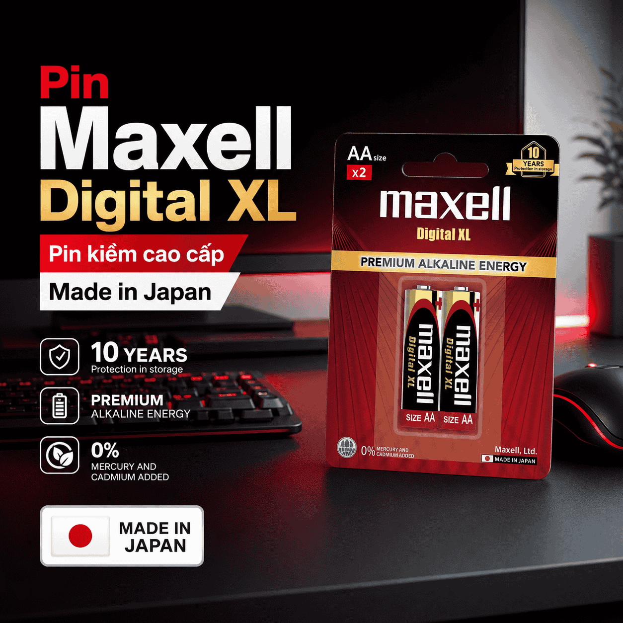 Maxell Digital XL Made in Japan: Dòng Pin Kiềm Cao Cấp Cạnh Tranh Panasonic Evolta NEO, Energizer Max
