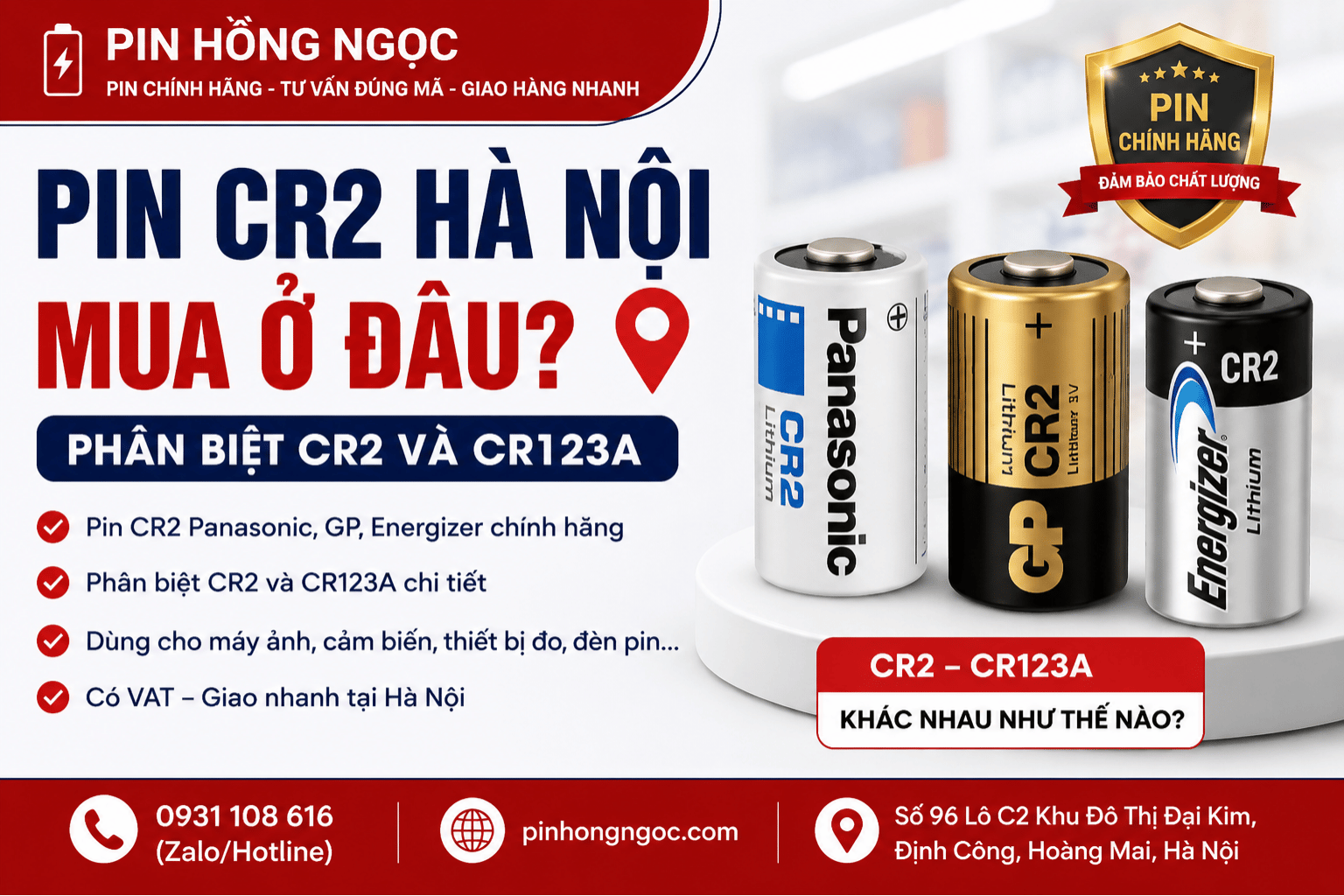 Pin CR2 Hà Nội Mua Ở Đâu? Phân Biệt CR2, CR123A Và Gợi Ý Chọn Pin Chính Hãng