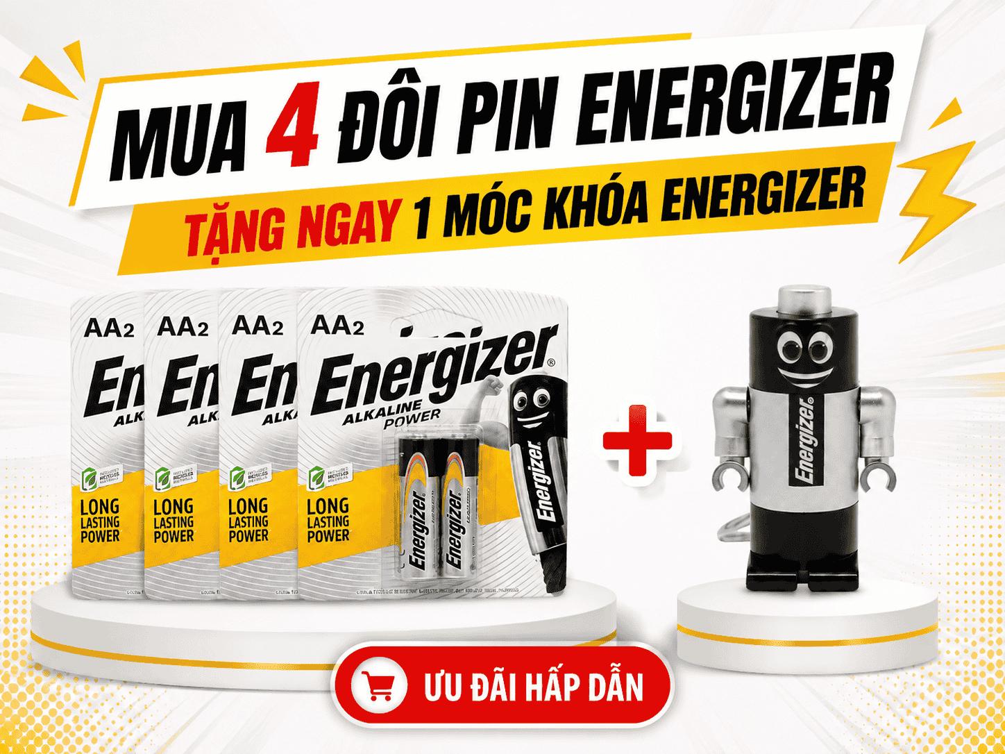 Mua 4 Đôi Pin Energizer Alkaline – Tặng Ngay Móc Chìa Khóa Đèn Pin Energizer